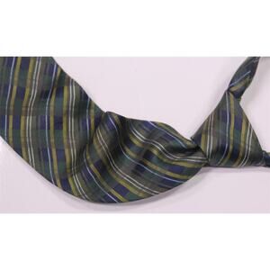 Paul Stuart Green/Blue/Gold Tartan Plaid Silk Necktie Tie